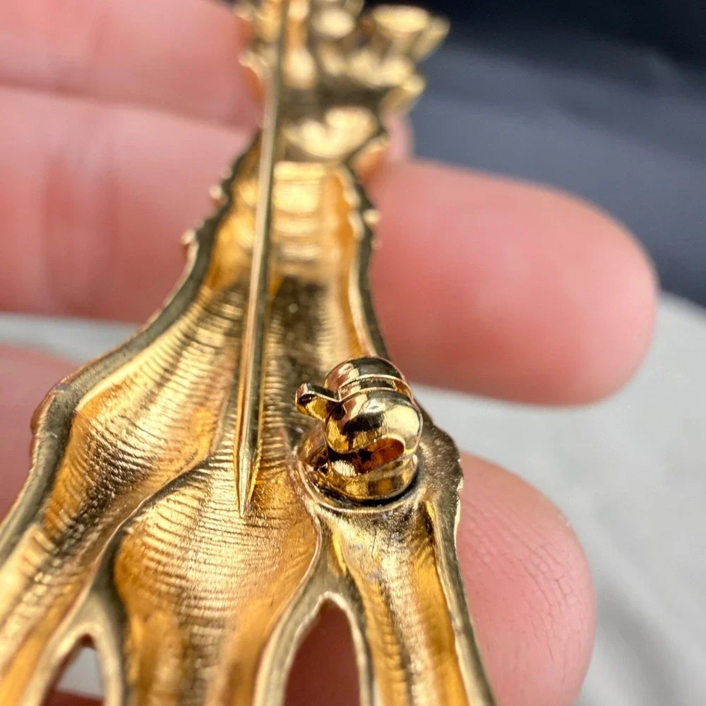 Vintage Monet Brooch Bamboo Gold Tone